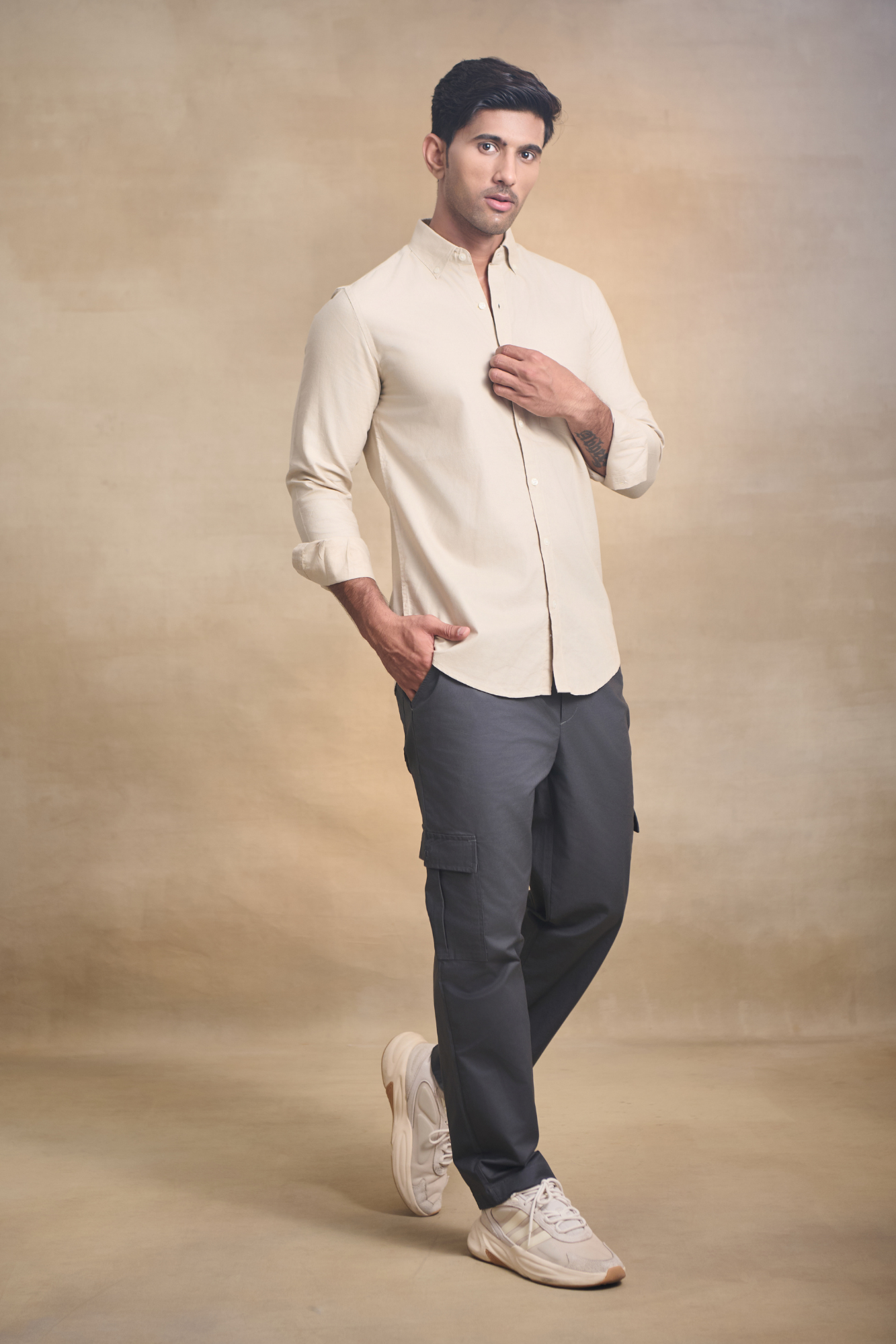 Premium Oxford Solid Shirt - Beige