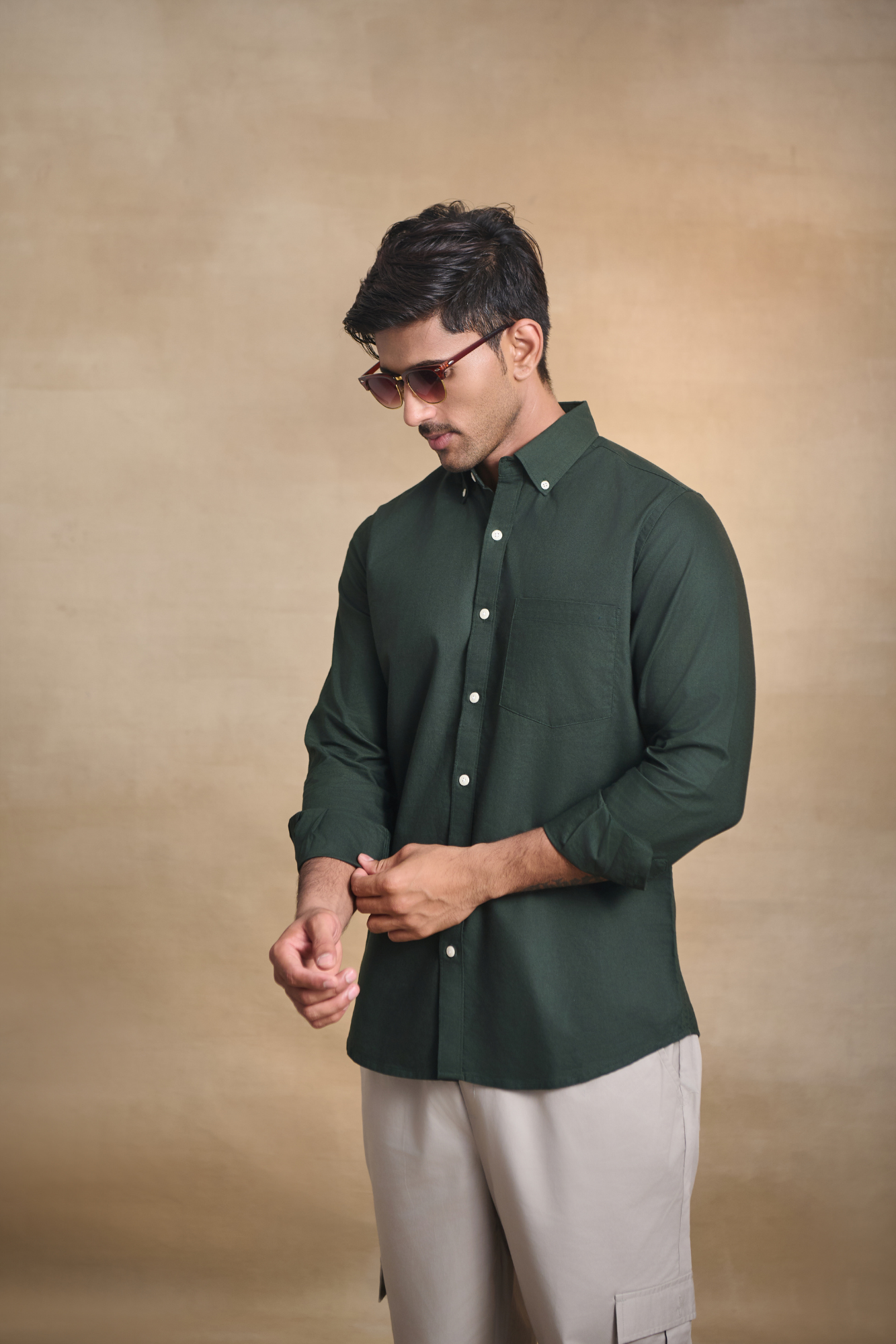 Premium Oxford Solid Shirt - Bottle Green