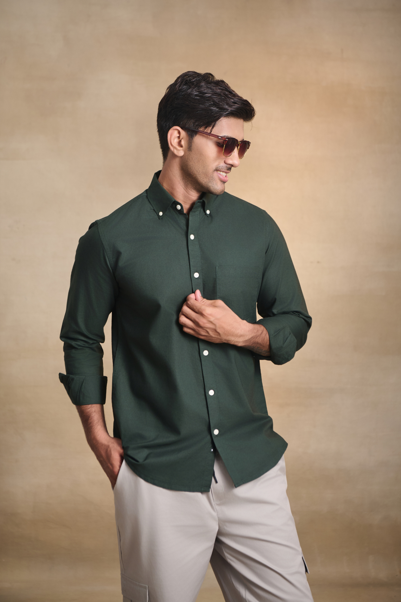 Premium Oxford Solid Shirt - Bottle Green