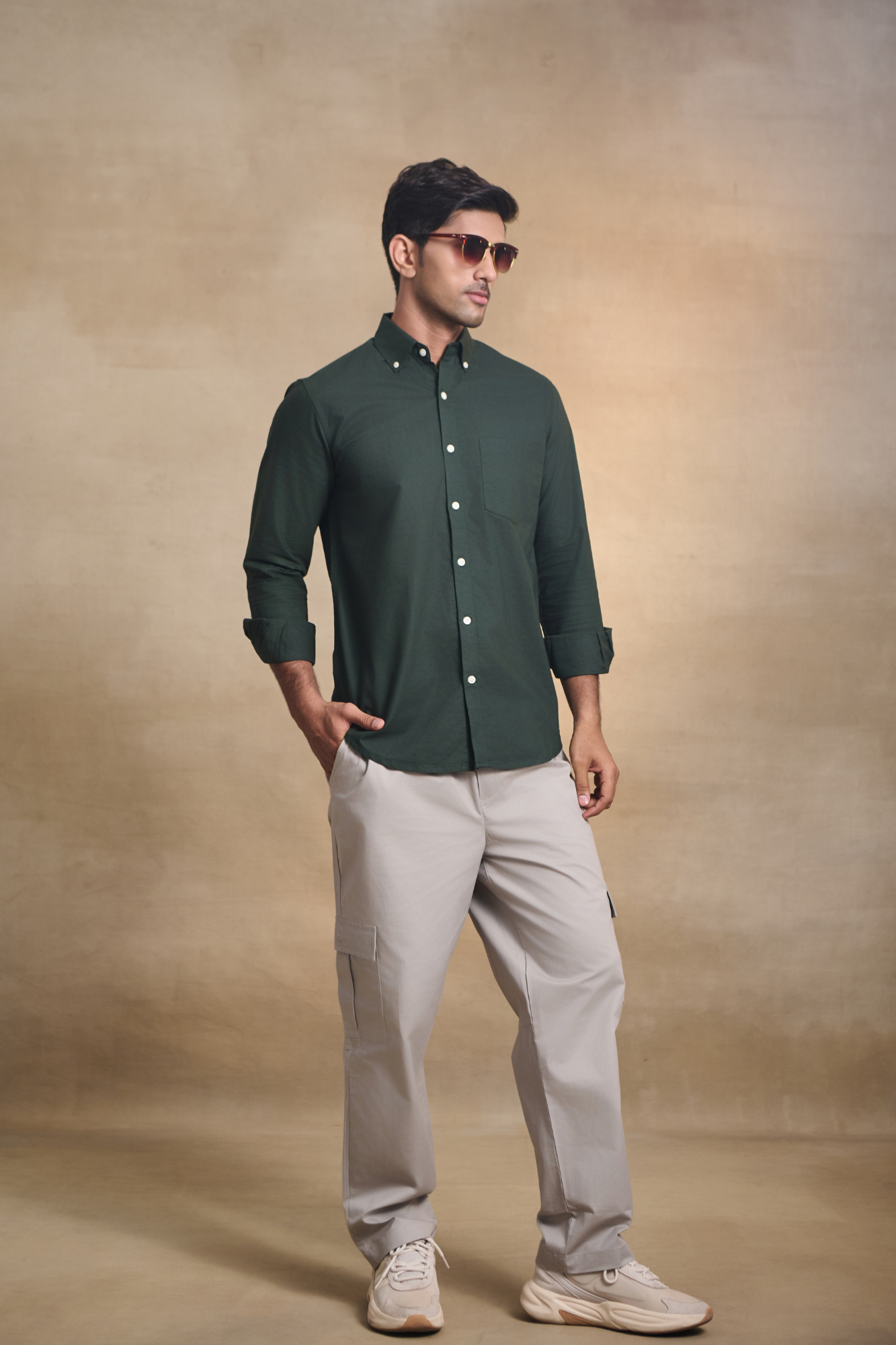 Premium Oxford Solid Shirt - Bottle Green