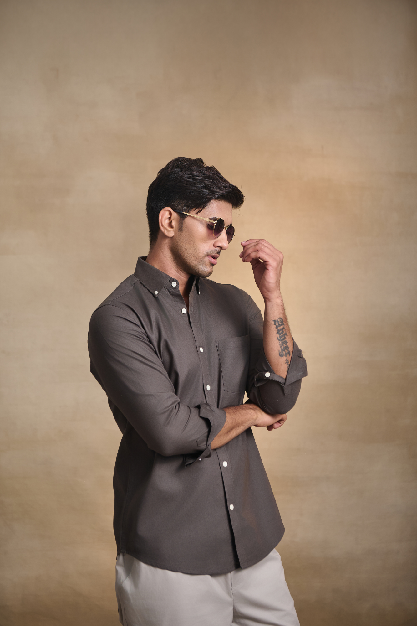 Premium Oxford Solid Shirt - Dark Brown
