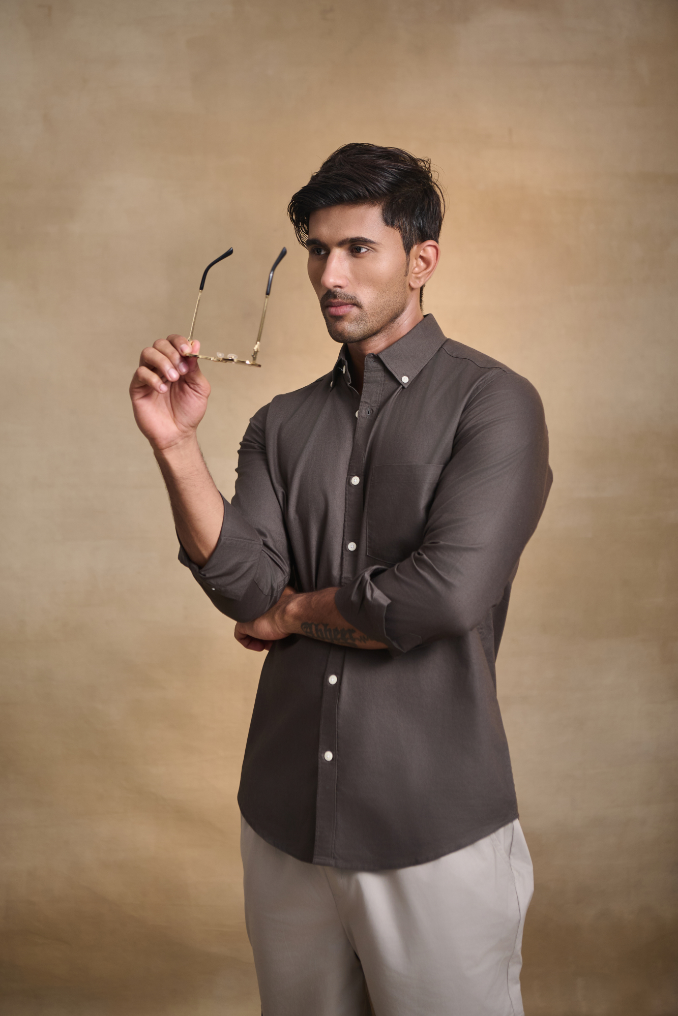 Premium Oxford Solid Shirt - Dark Brown