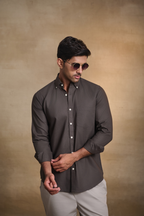 Premium Oxford Solid Shirt - Dark Brown