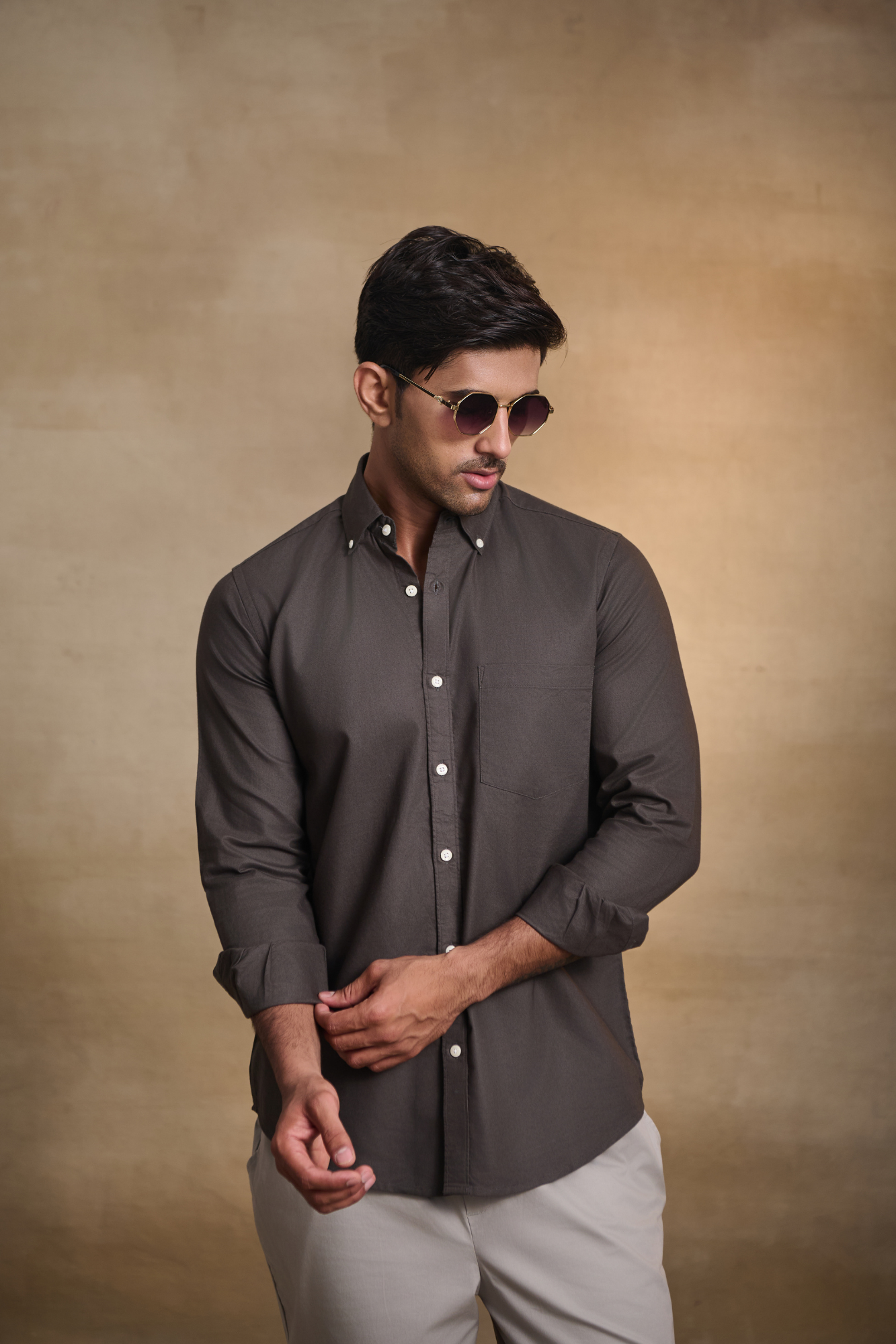 Premium Oxford Solid Shirt - Dark Brown