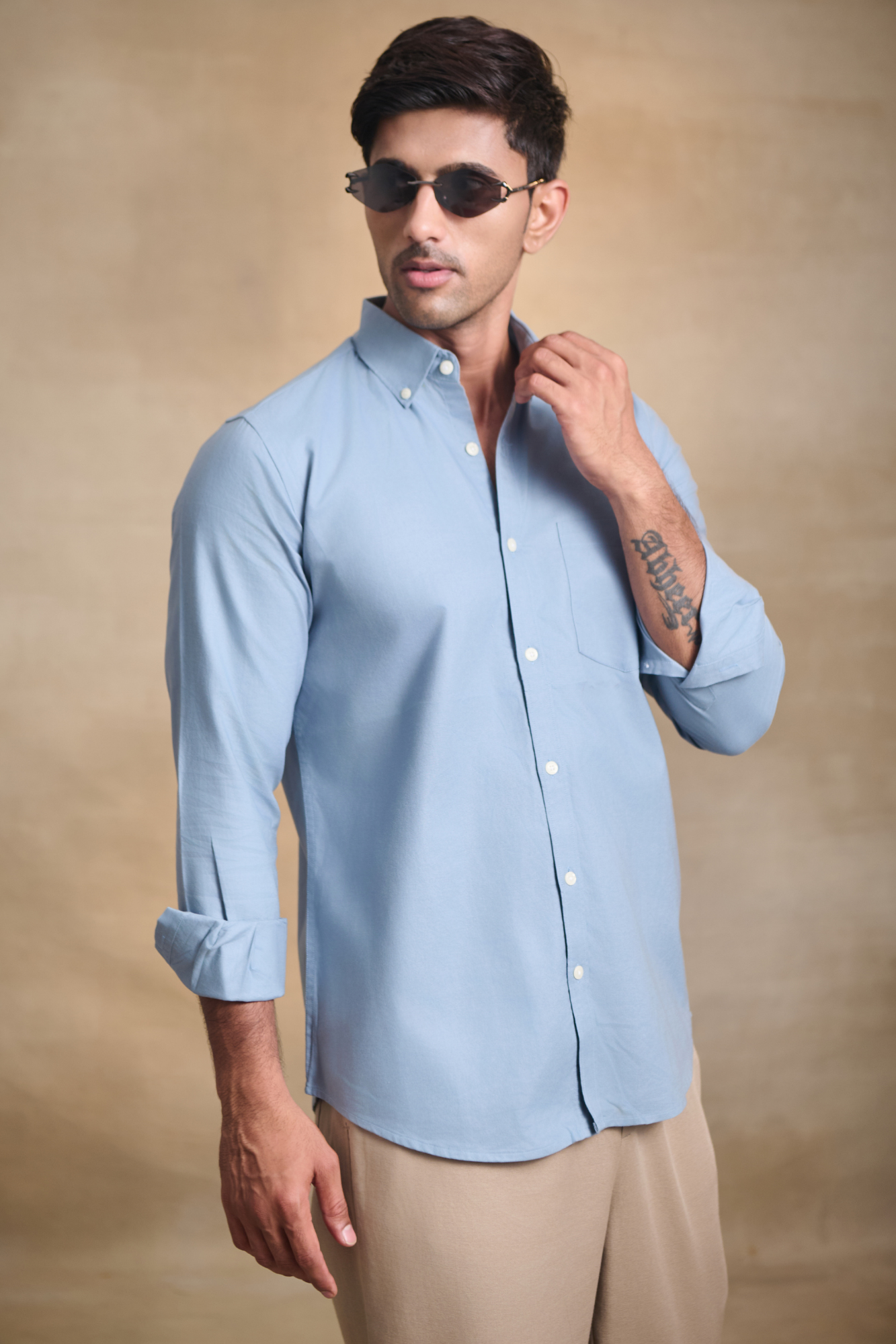 Premium Oxford Solid Shirt - Light Blue