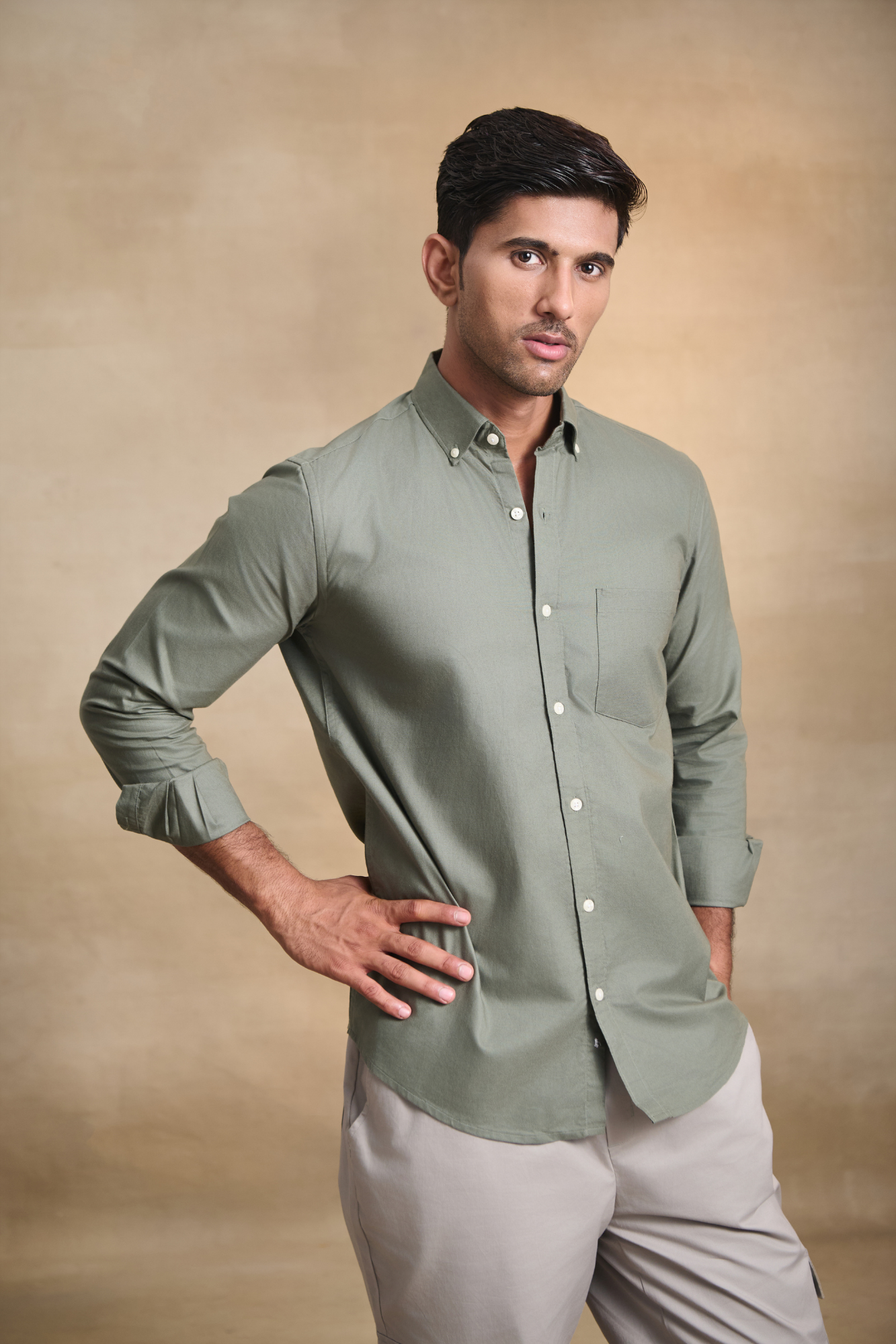 Premium Oxford Solid Shirt - Light Green