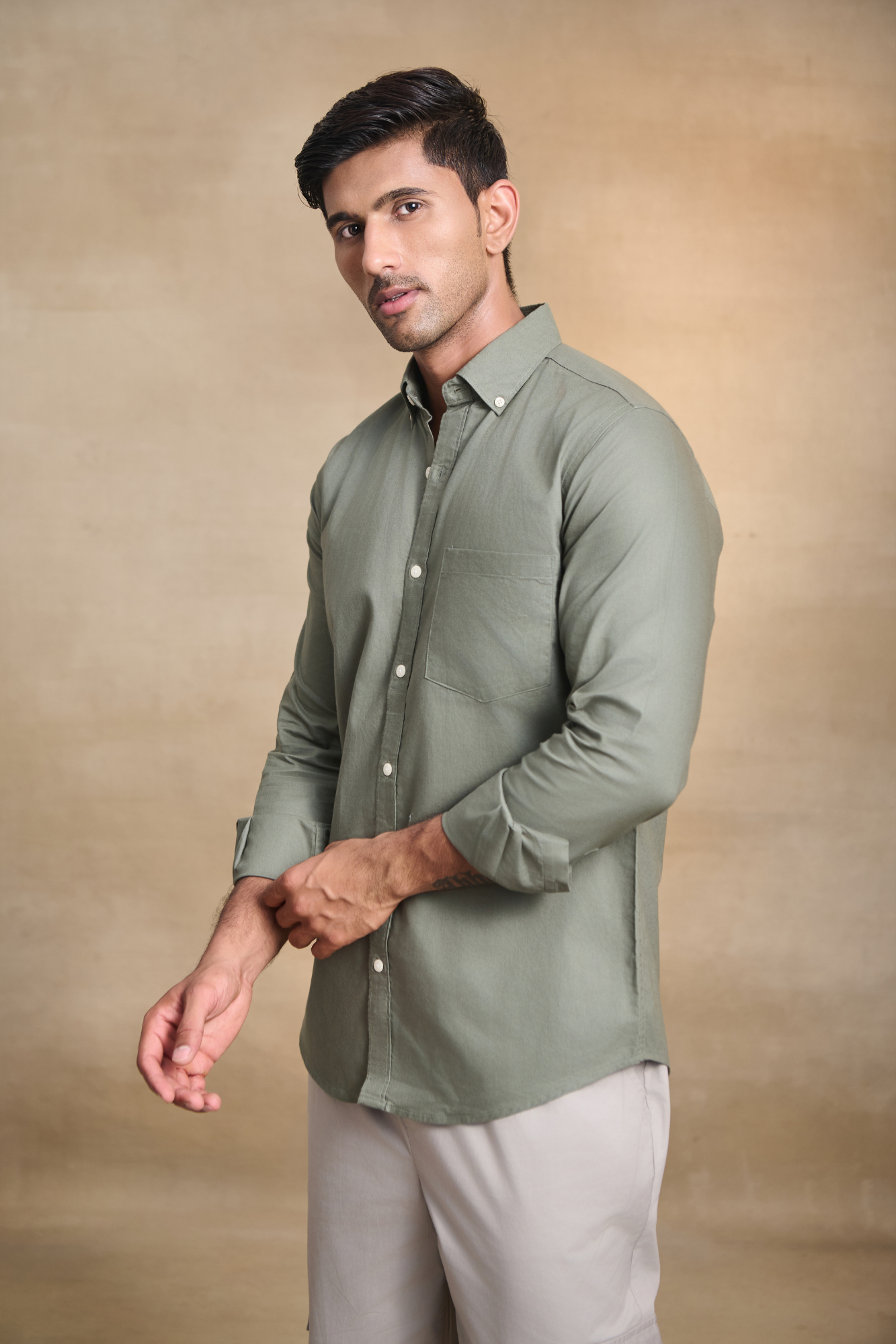 Premium Oxford Solid Shirt - Light Green