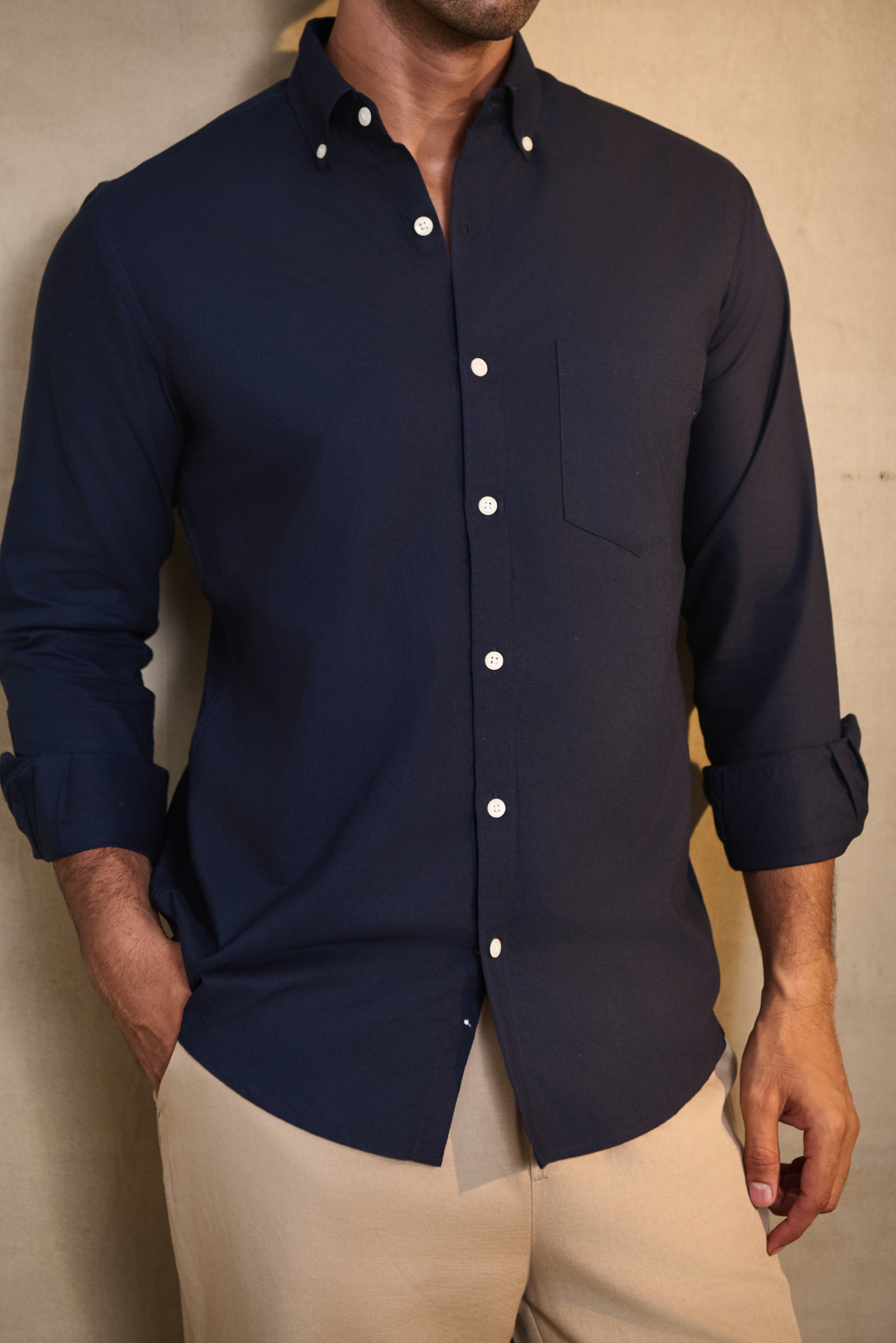Premium Oxford Solid Shirt - Navy Blue
