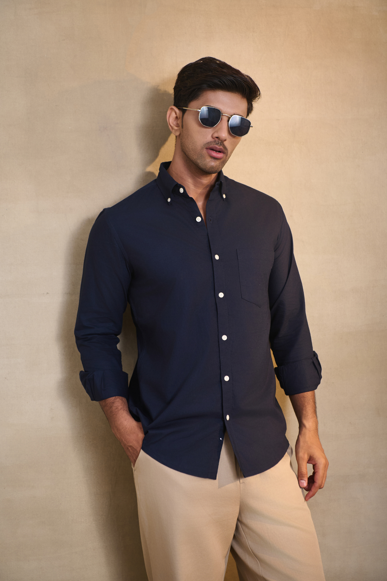 Premium Oxford Solid Shirt - Navy Blue