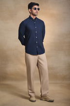Premium Oxford Solid Shirt - Navy Blue