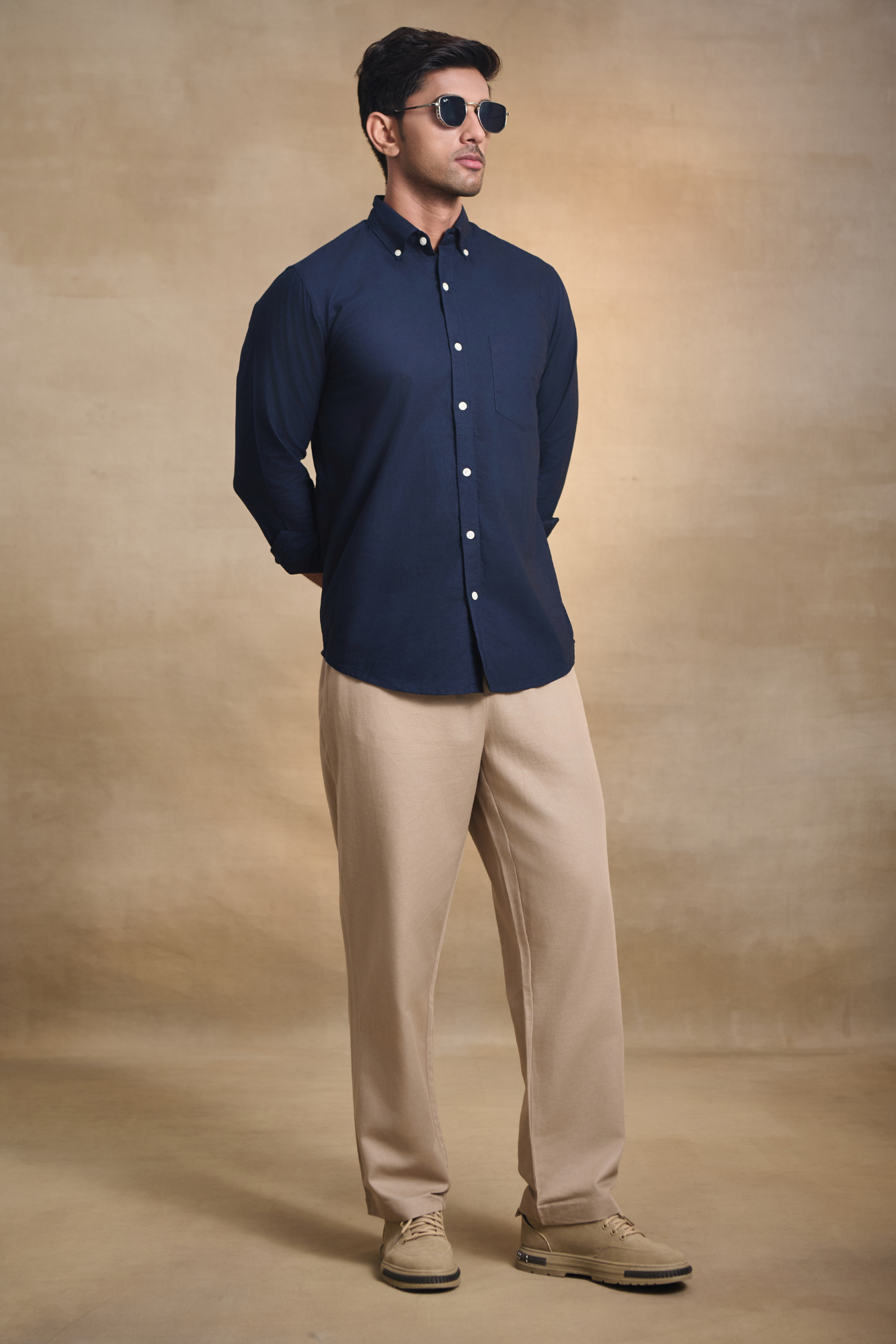 Premium Oxford Solid Shirt - Navy Blue