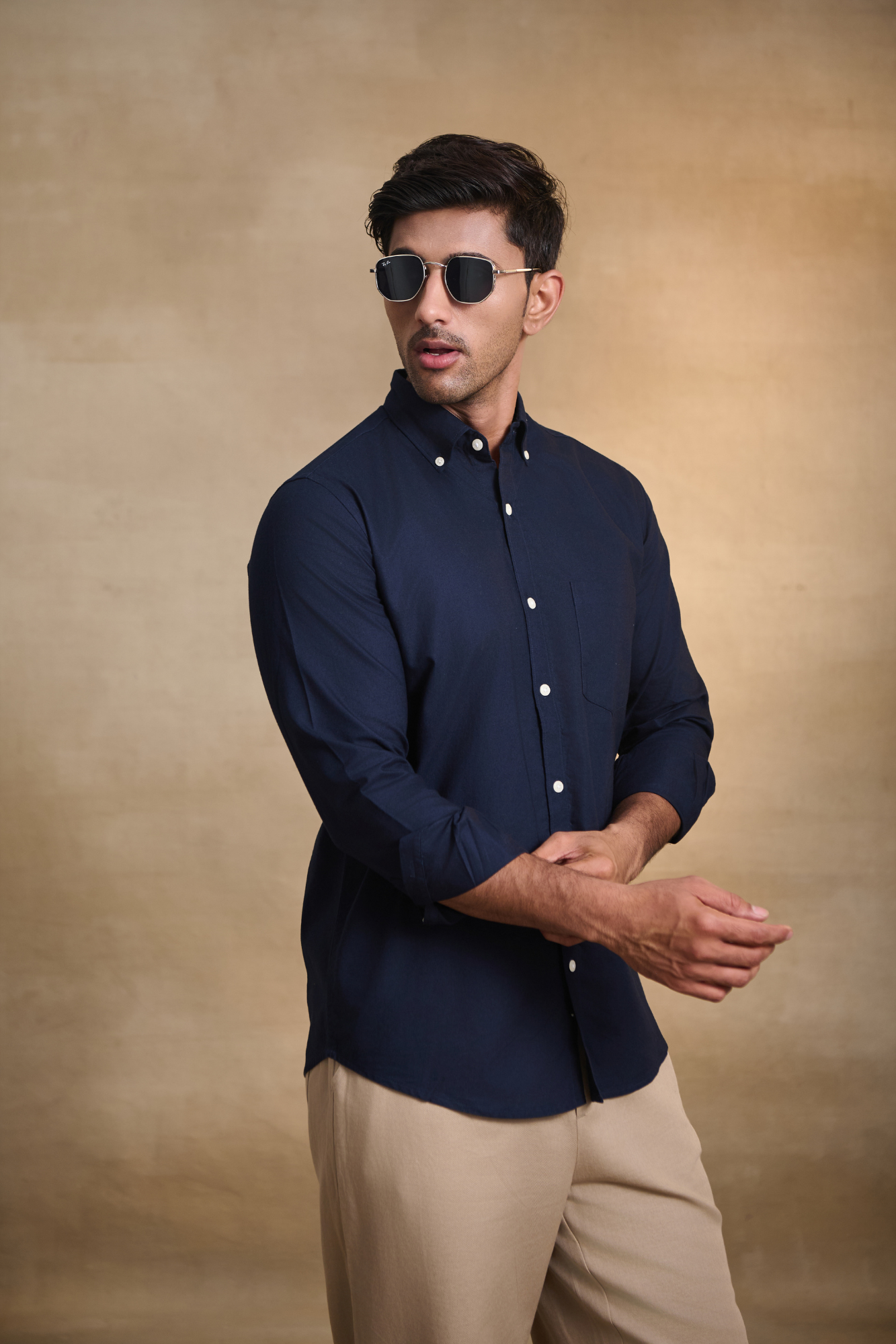 Premium Oxford Solid Shirt - Navy Blue