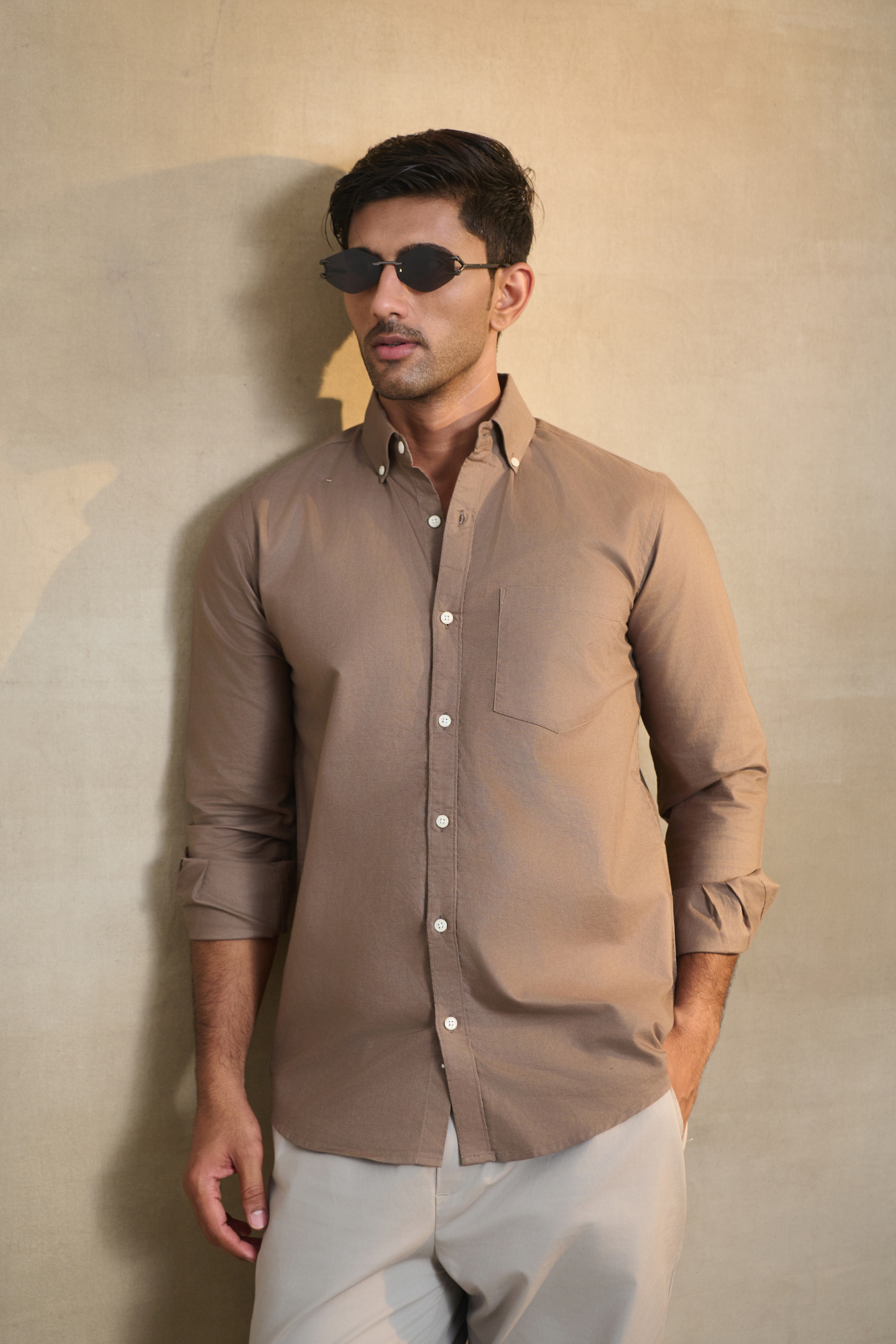 Premium Oxford Solid Shirt - Brown