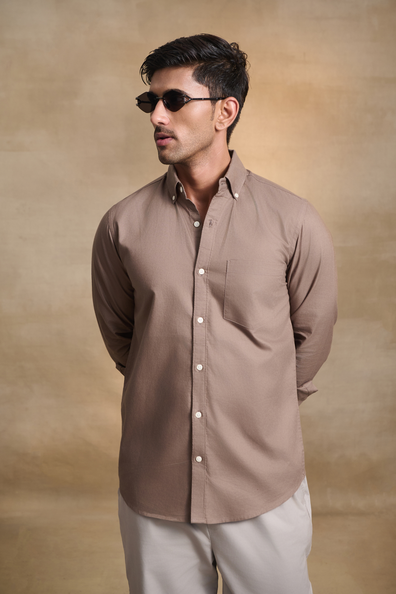 Premium Oxford Solid Shirt - Brown