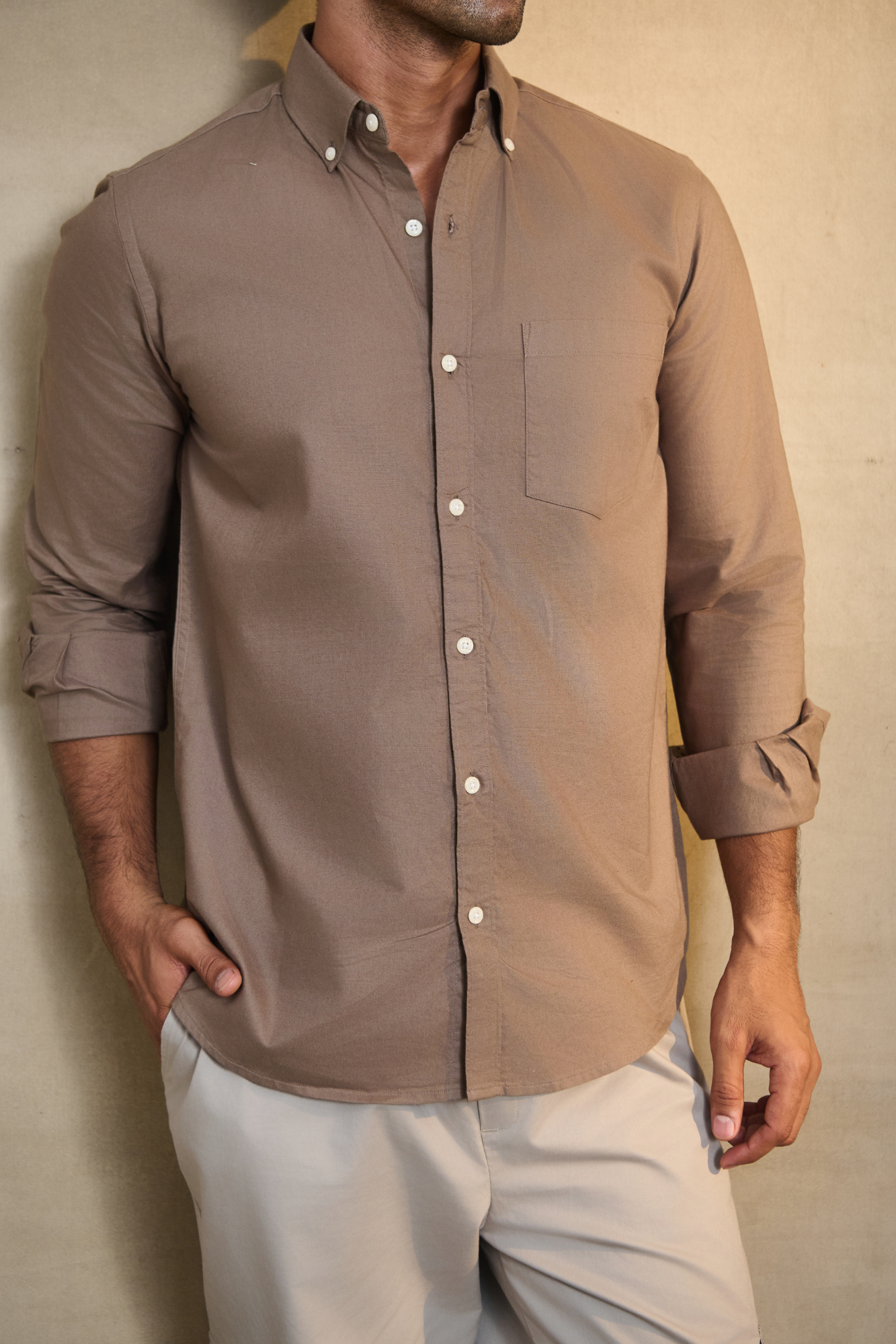 Premium Oxford Solid Shirt - Brown