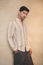Striped Casual Shirt - Beige