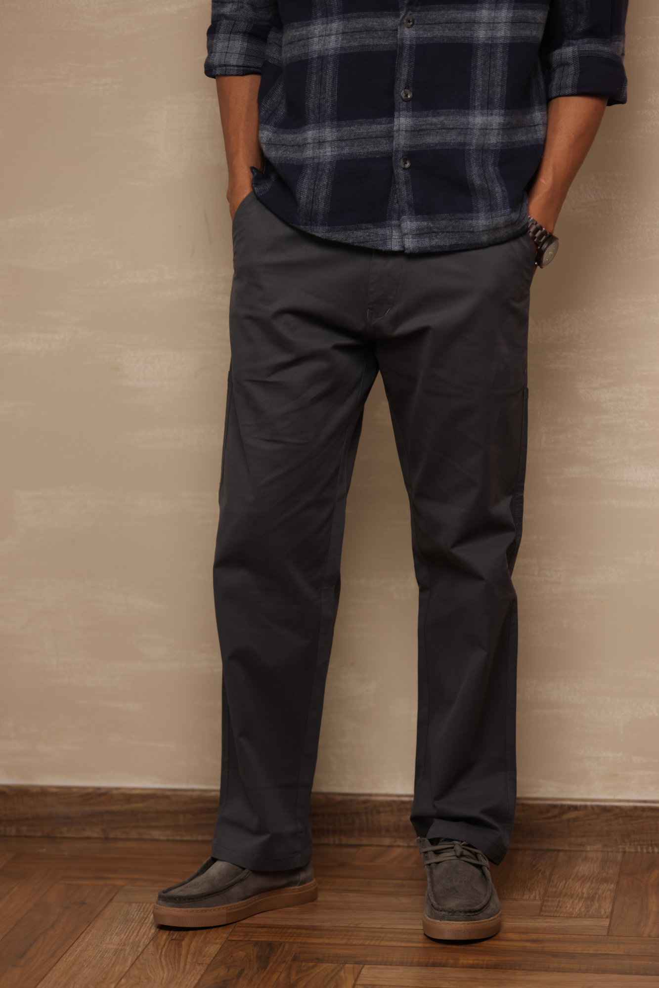 Classic Regular Fit Cargo Back Pocket Dark Grey