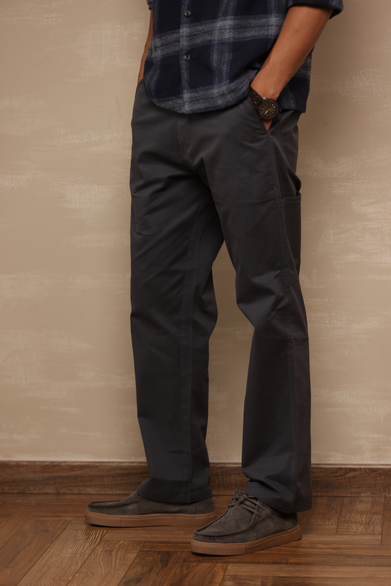 Classic Regular Fit Cargo Back Pocket Dark Grey