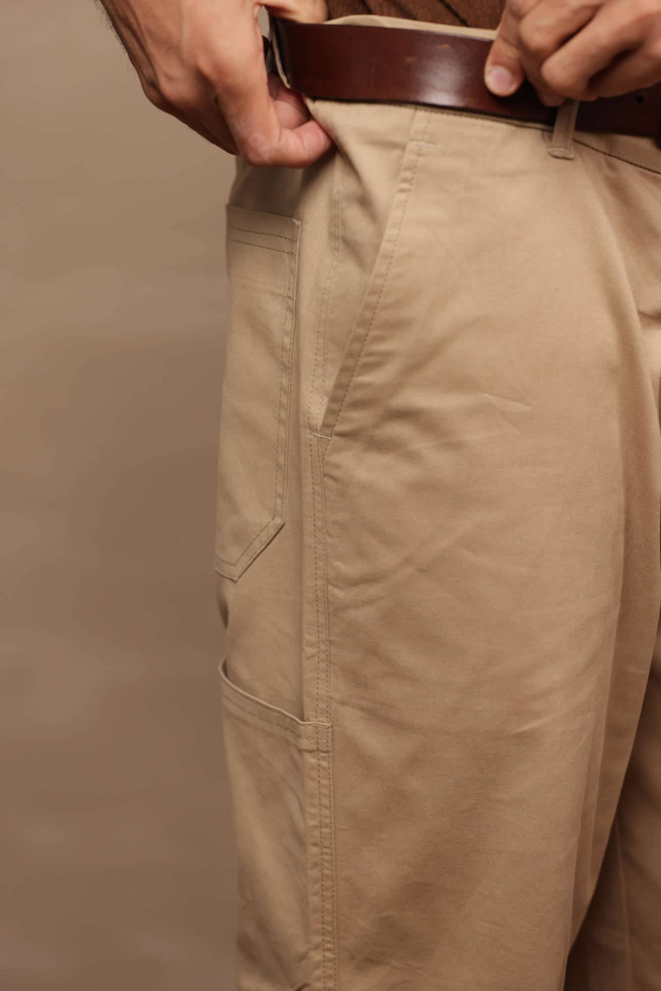 Classic Regular Fit Cargo Back Pocket Light Brown