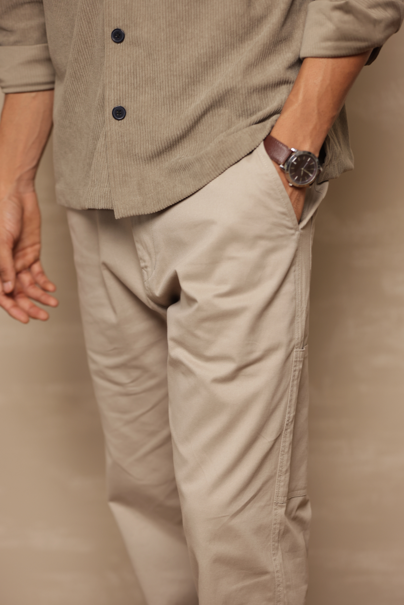 Classic Regular Fit Cargo Back Pocket Light Grey