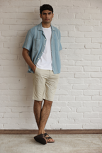 Boxy Cuban Collar Shirt - Blue