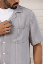 Boxy Cuban Collar Shirt - Grey
