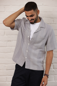 Boxy Cuban Collar Shirt - Grey