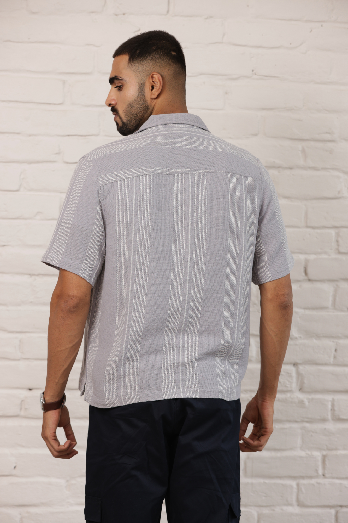 Boxy Cuban Collar Shirt - Grey