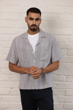 Boxy Cuban Collar Shirt - Grey