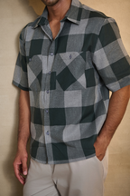 Half Sleeves Oversize Shirt with Double Patch Pocket - Green