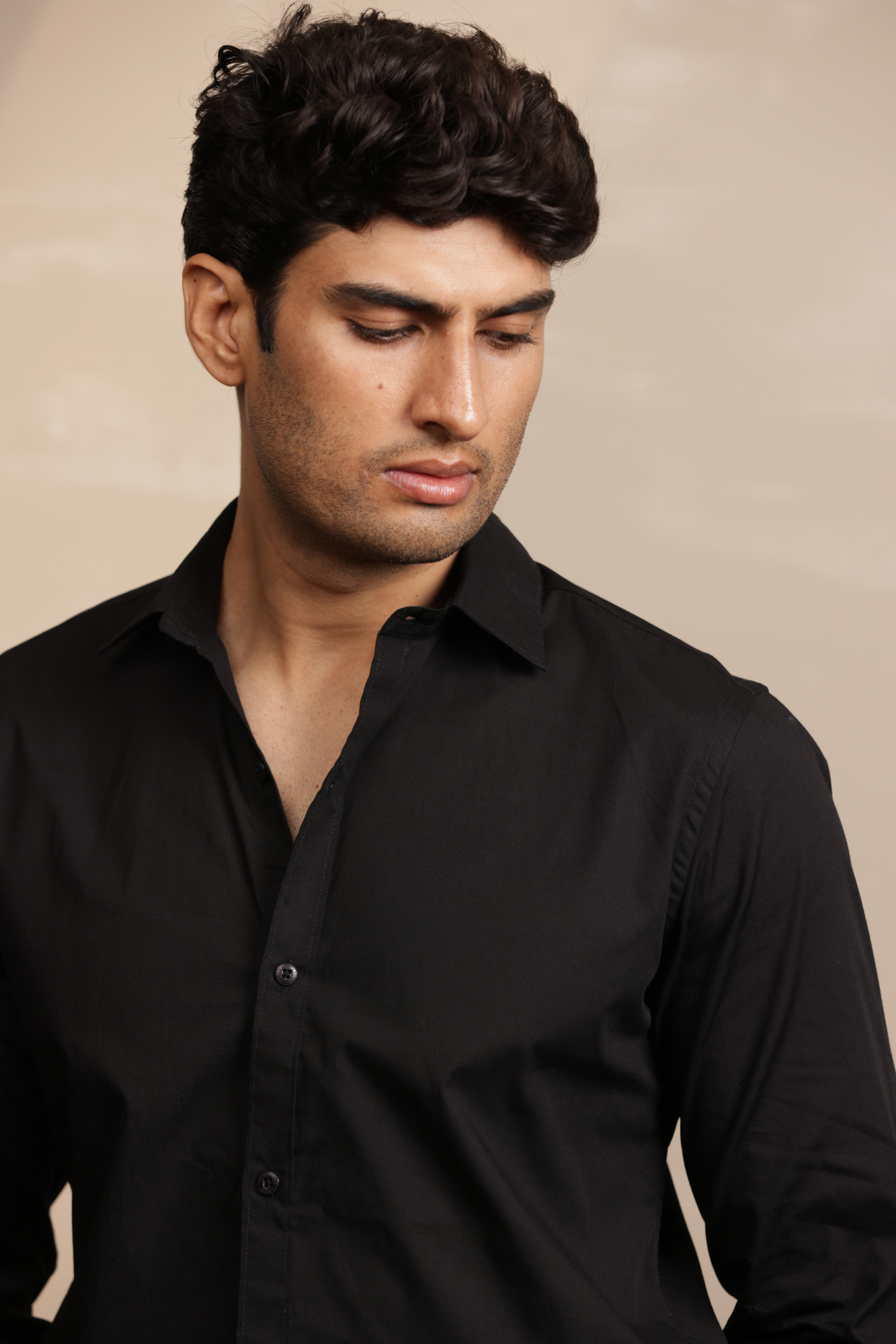 Essential Plain Premium Cotton Shirt - Black