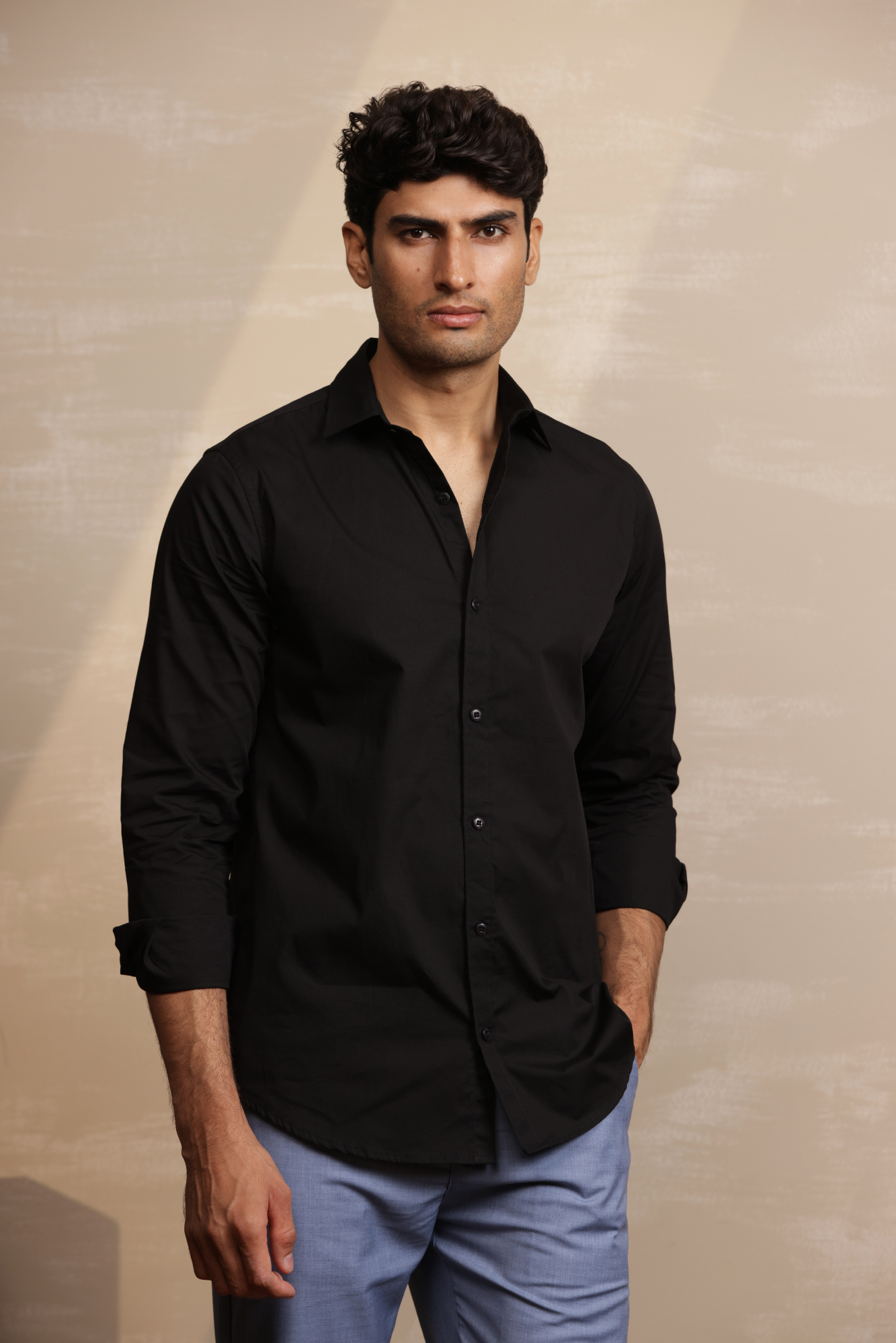 Essential Plain Premium Cotton Shirt - Black