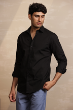 Essential Plain Premium Cotton Shirt - Black