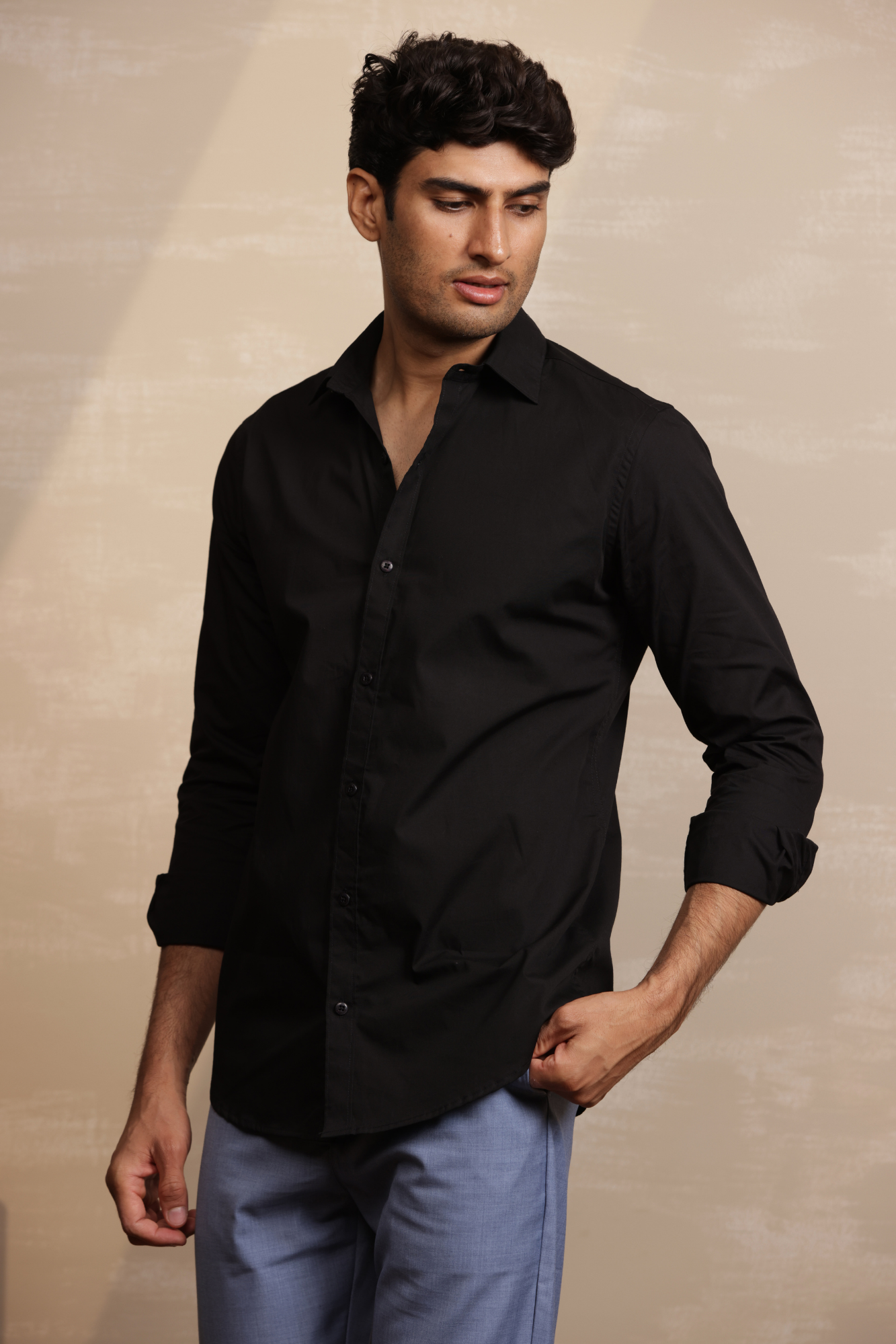 Essential Plain Premium Cotton Shirt - Black