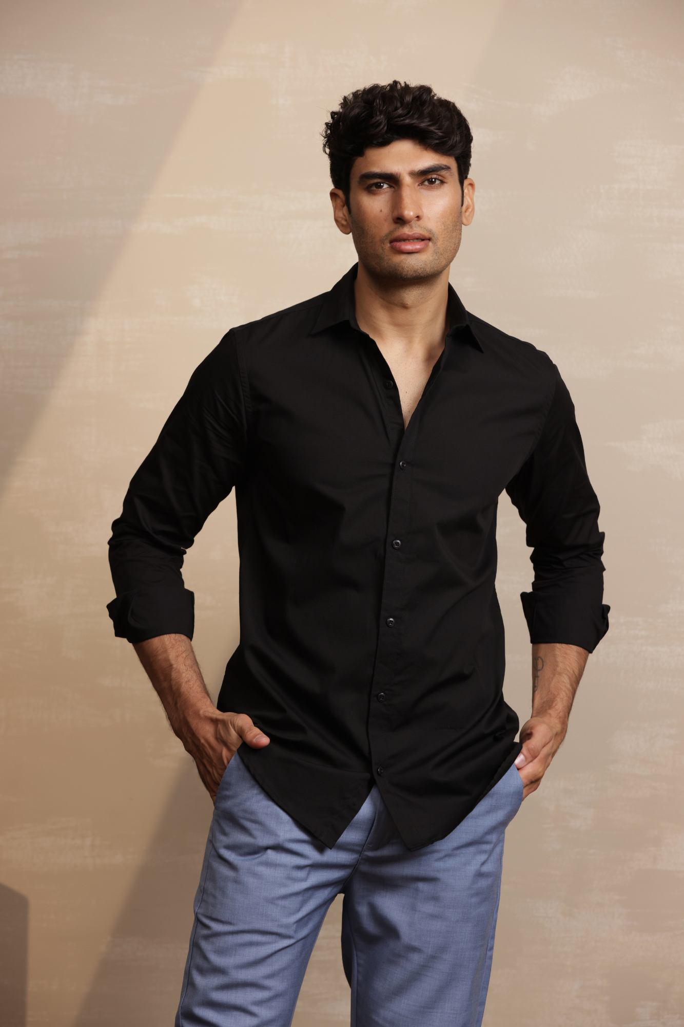 Essential Plain Premium Cotton Shirt - Black