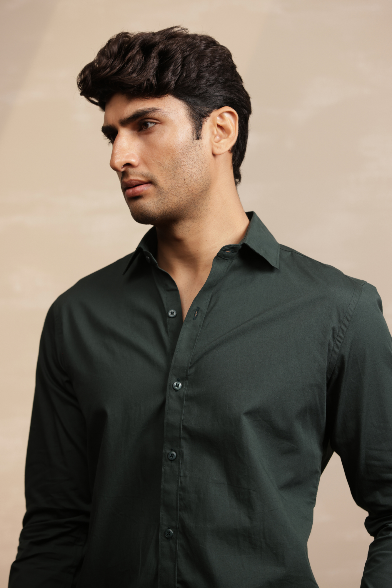 Essential Plain Premium Cotton Shirt - Bottle Green