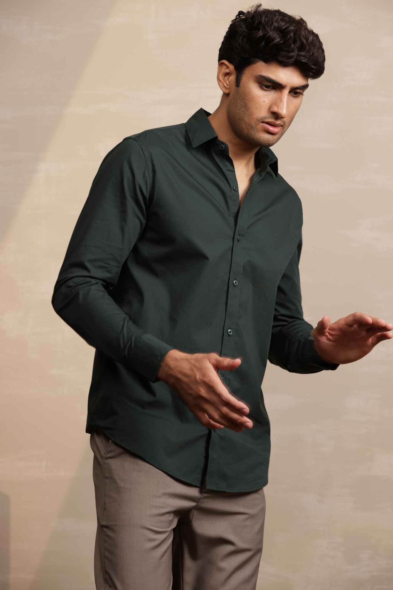 Essential Plain Premium Cotton Shirt - Bottle Green