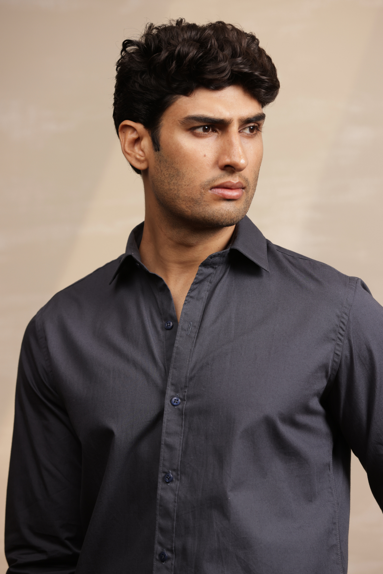Essential Plain Premium Cotton Shirt - Grey
