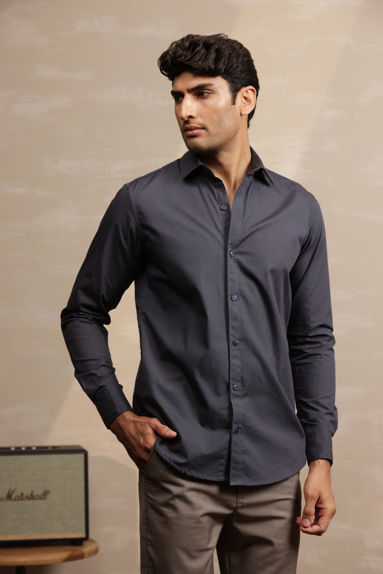 Essential Plain Premium Cotton Shirt - Grey
