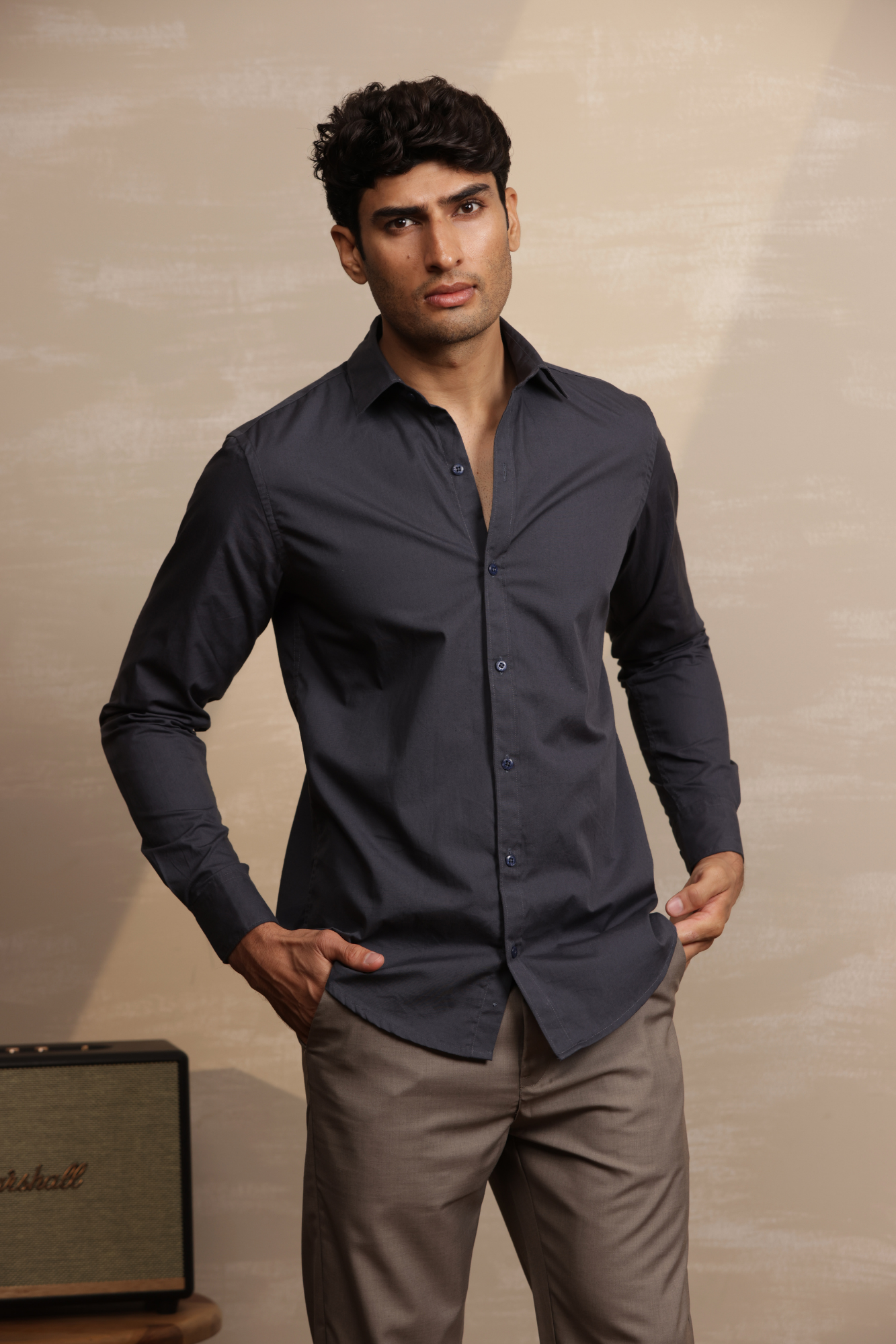 Essential Plain Premium Cotton Shirt - Grey