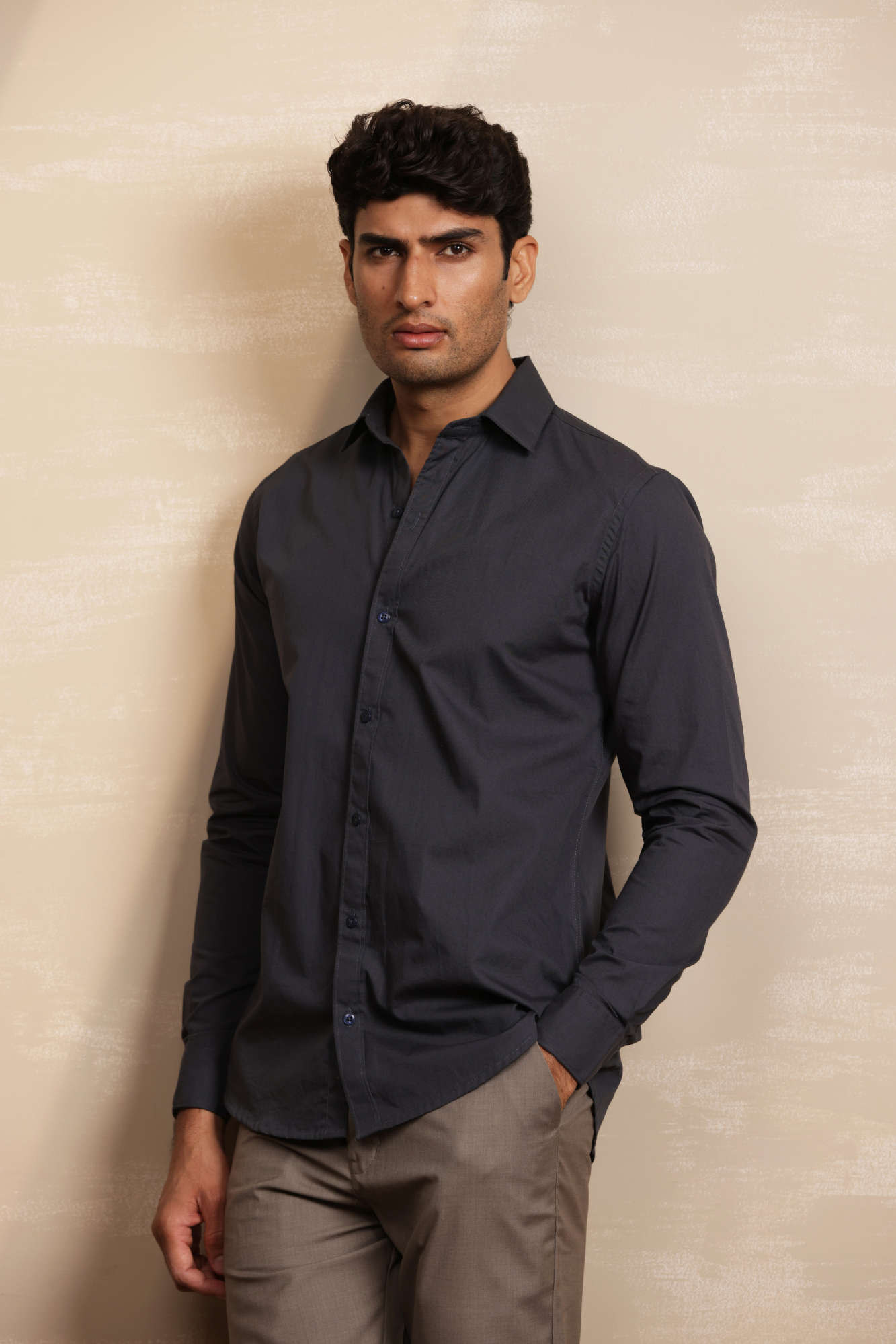 Essential Plain Premium Cotton Shirt - Grey