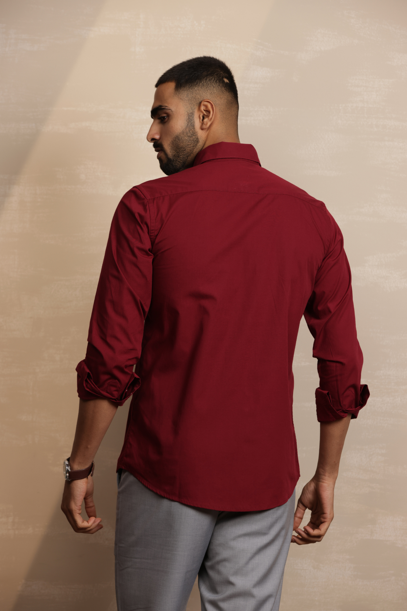 Essential Plain Premium Cotton Shirt - Maroon