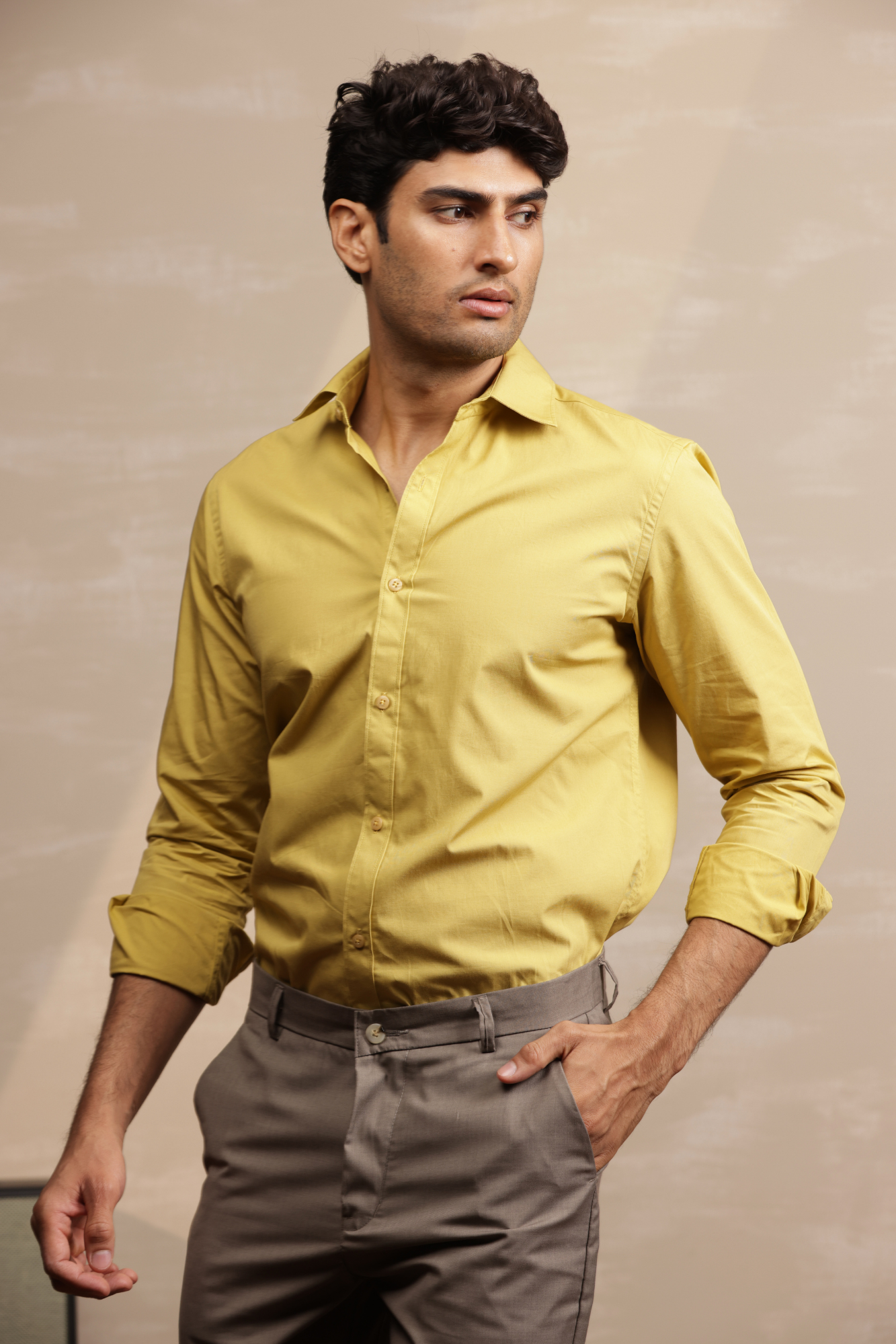 Essential Plain Premium Cotton Shirt - Mustard
