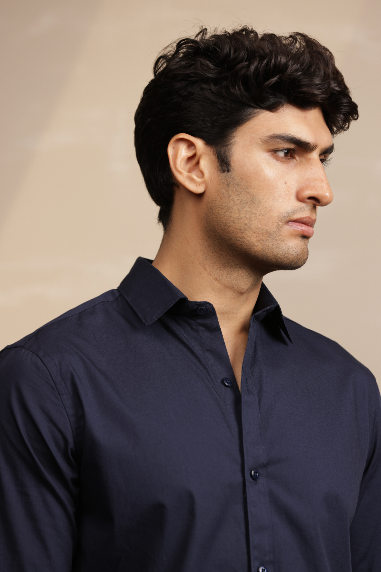 Essential Plain Premium Cotton Shirt - Navy Blue