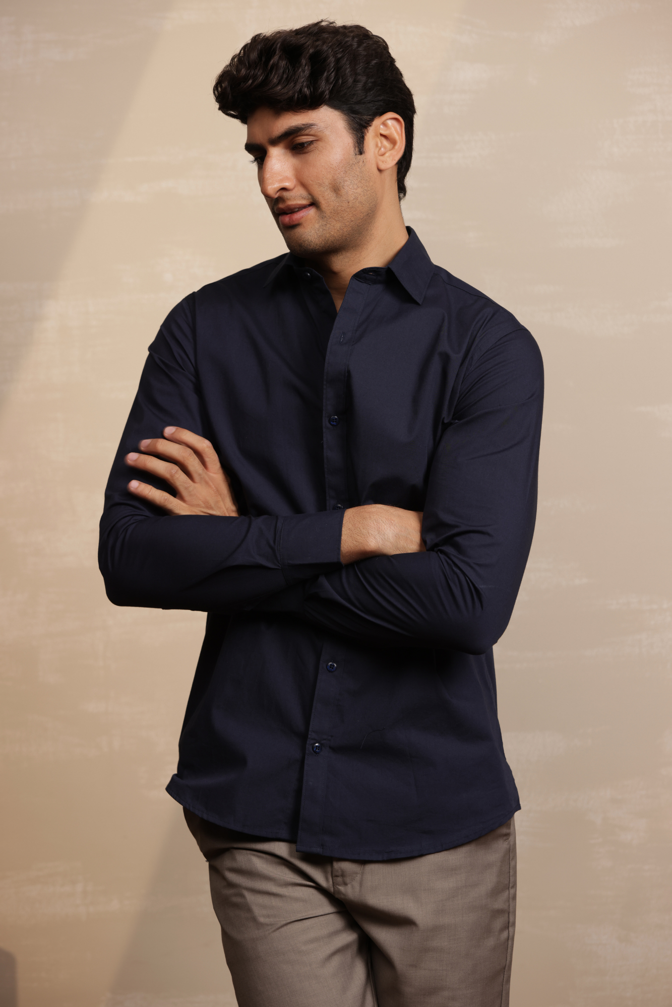 Essential Plain Premium Cotton Shirt - Navy Blue