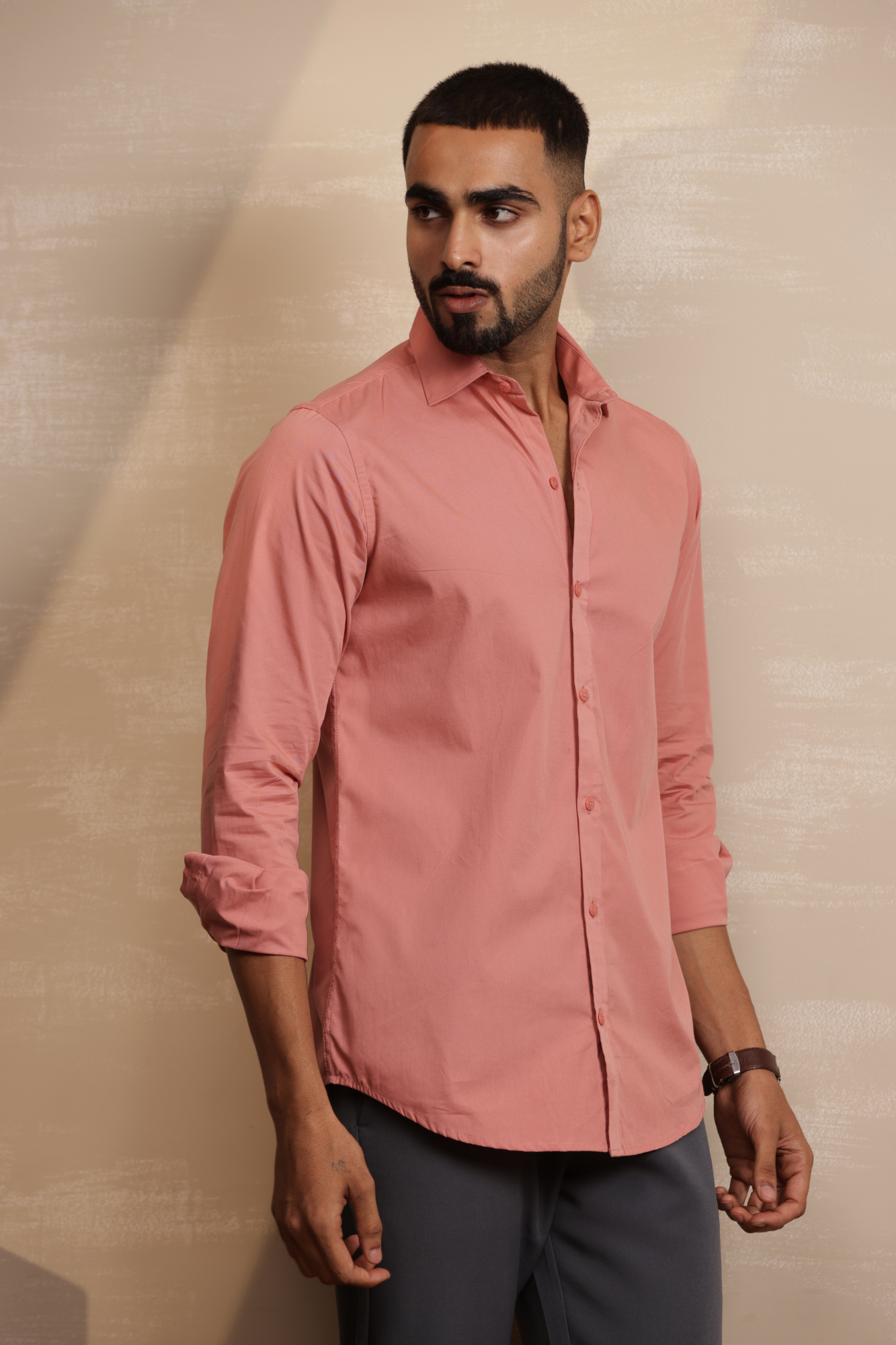 Essential Plain Premium Cotton Shirt - Peach