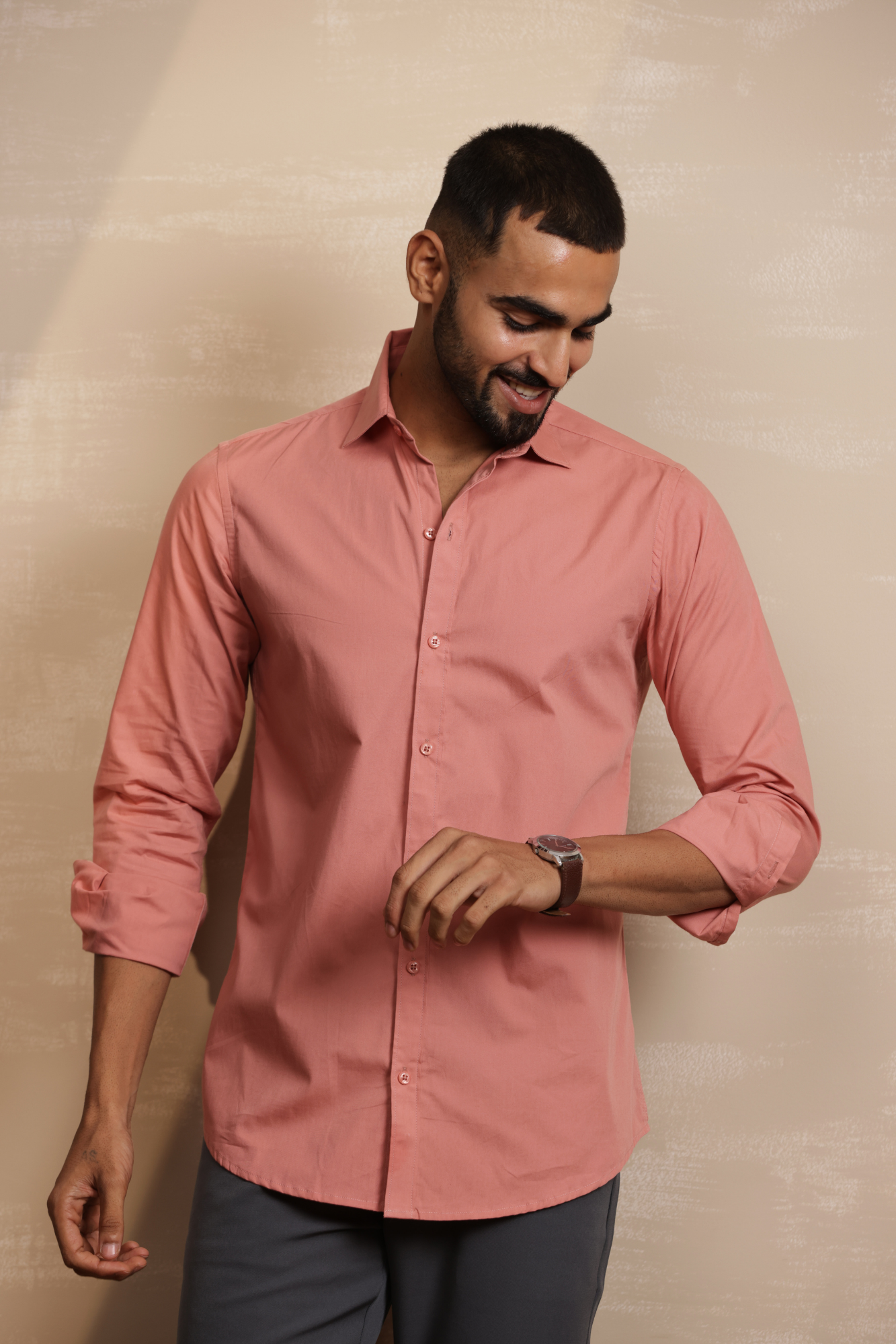 Essential Plain Premium Cotton Shirt - Peach
