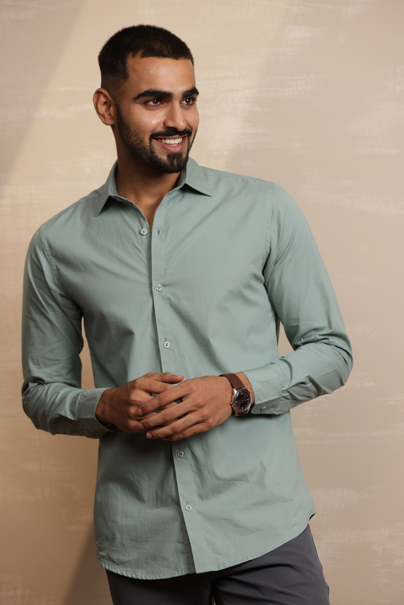 Essential Plain Premium Cotton Shirt - Pista