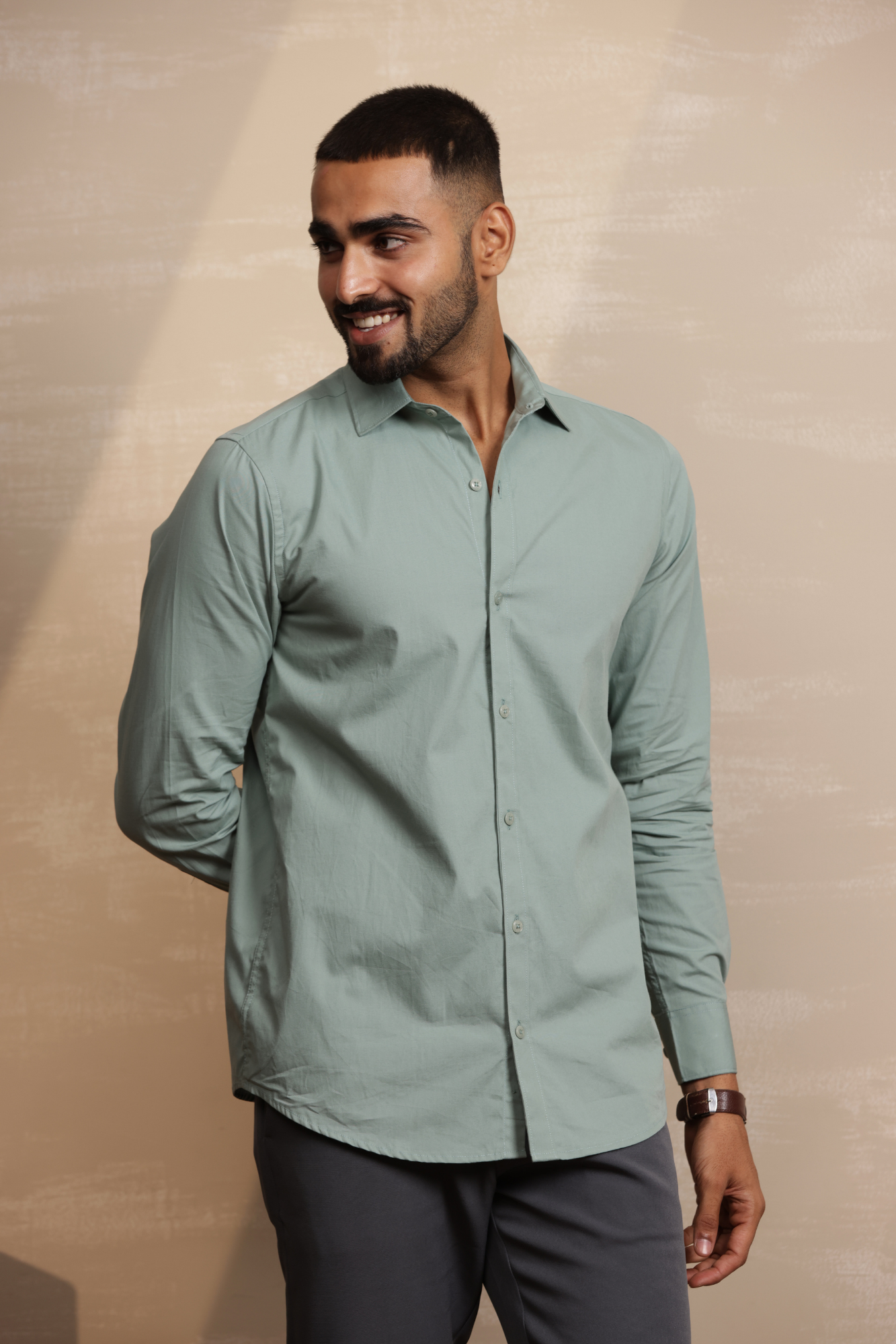 Essential Plain Premium Cotton Shirt - Pista
