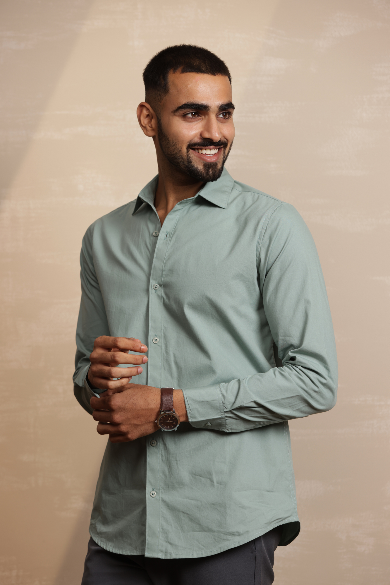 Essential Plain Premium Cotton Shirt - Pista